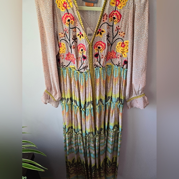 NWT Bhanuni by Jyoti for Anthropologie • Embroidered & Beaded Maximalist Maxi 0P - Picture 7 of 16